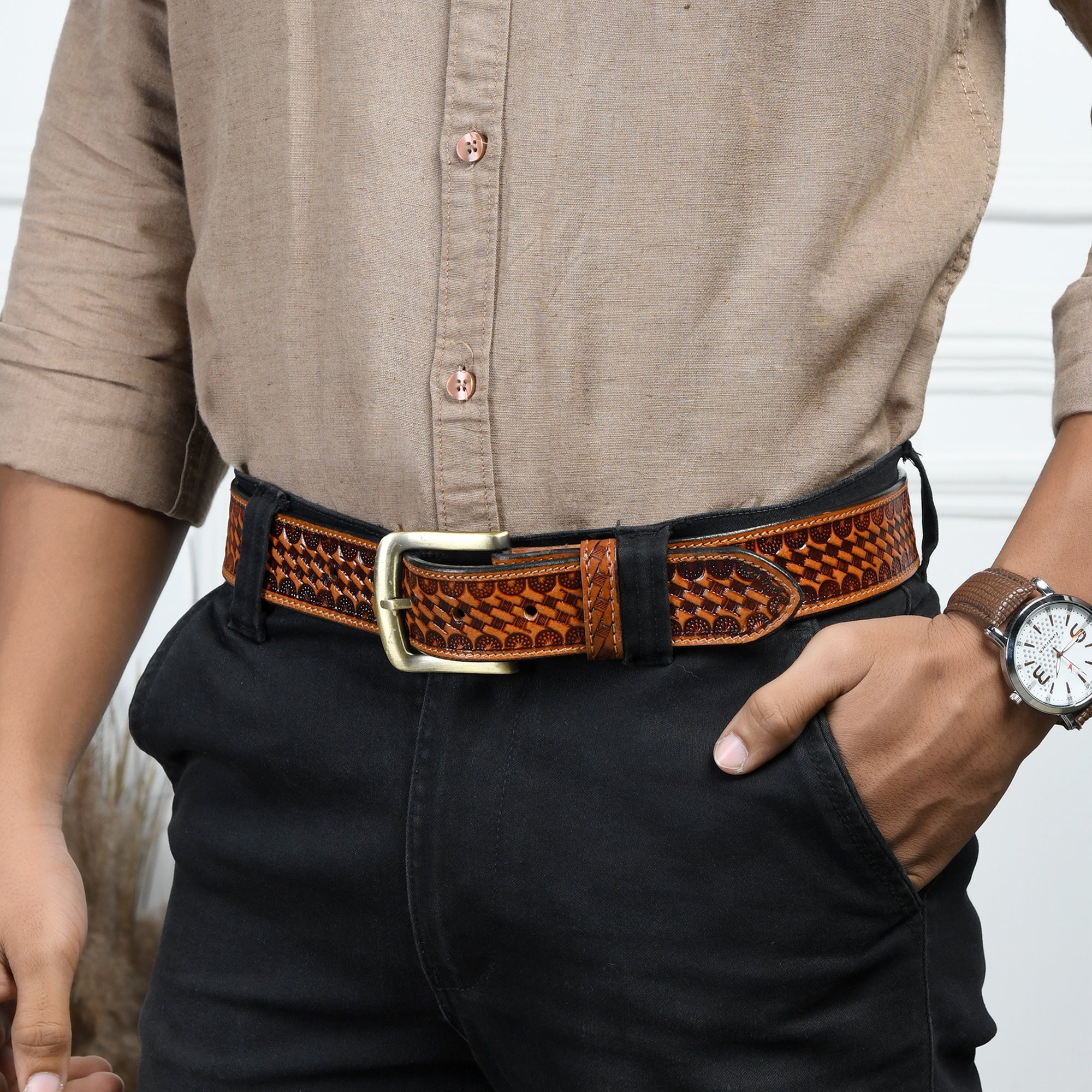 Modern Western Leather Belt