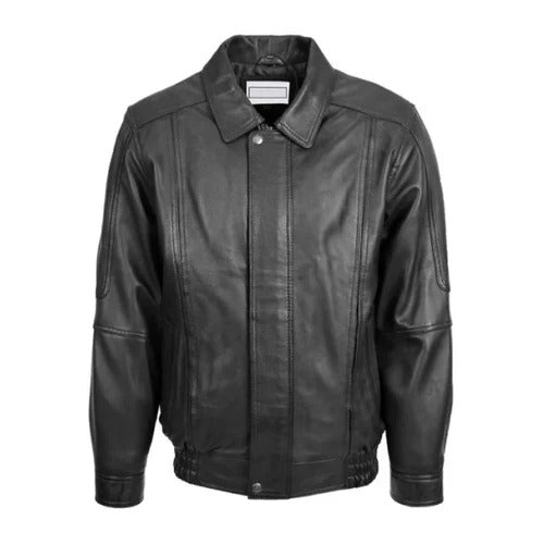 Men's Black Mirage Leather Bomber Jacket