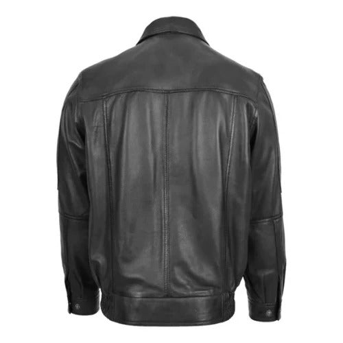 Men's Black Mirage Leather Bomber Jacket