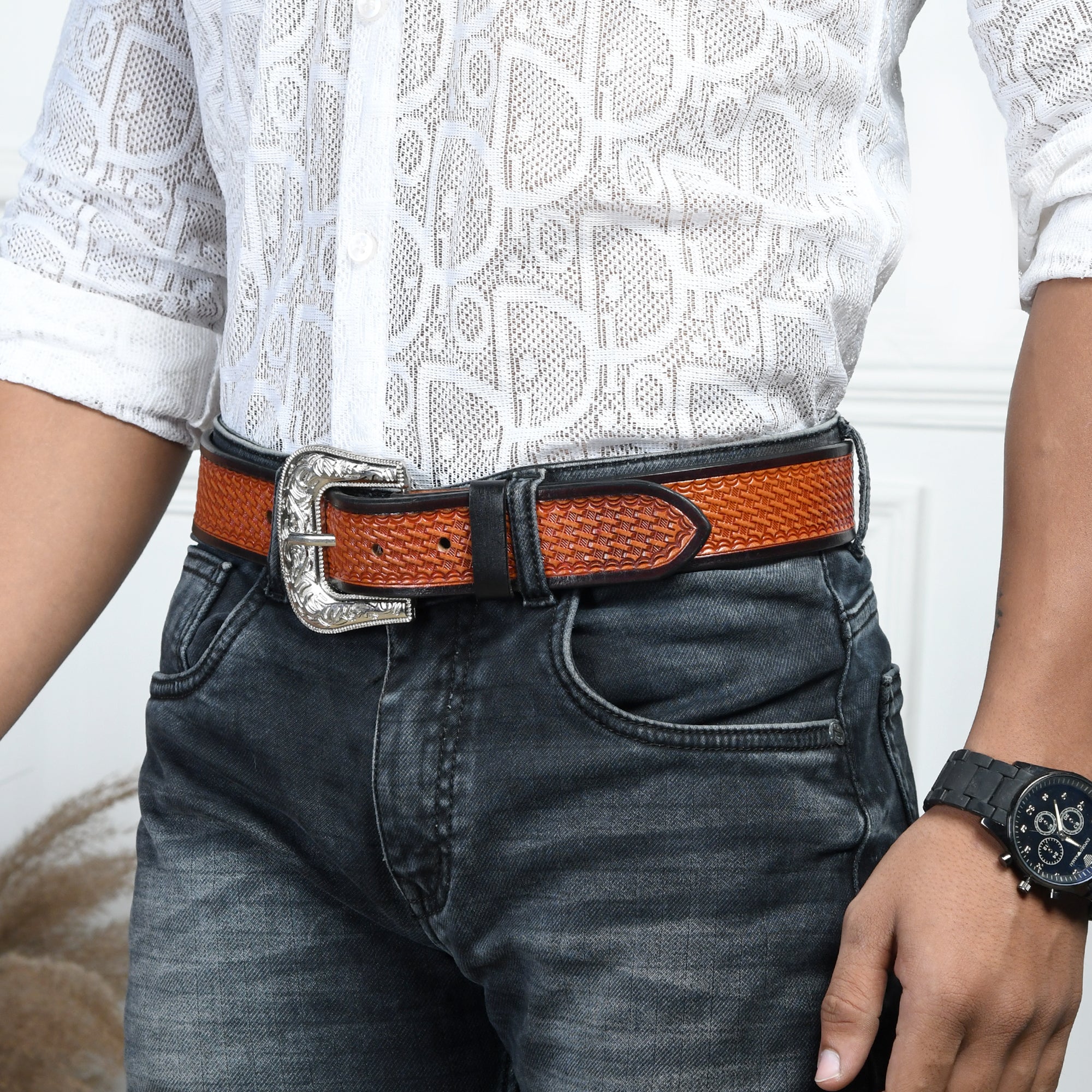 Classic Western Leather Belt