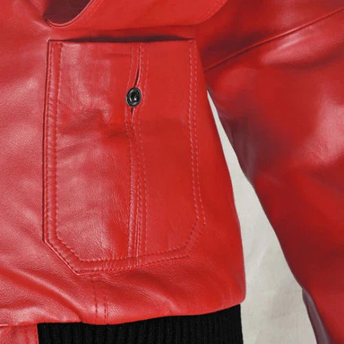 Men's Red Horizon Leather Bomber Jacket