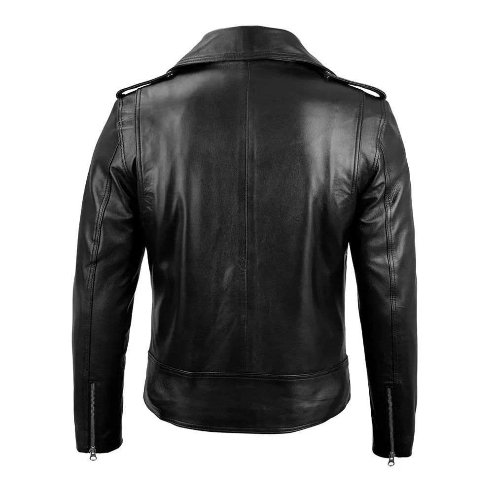 Men's Negan Asymmetrical Leather Biker Jacket