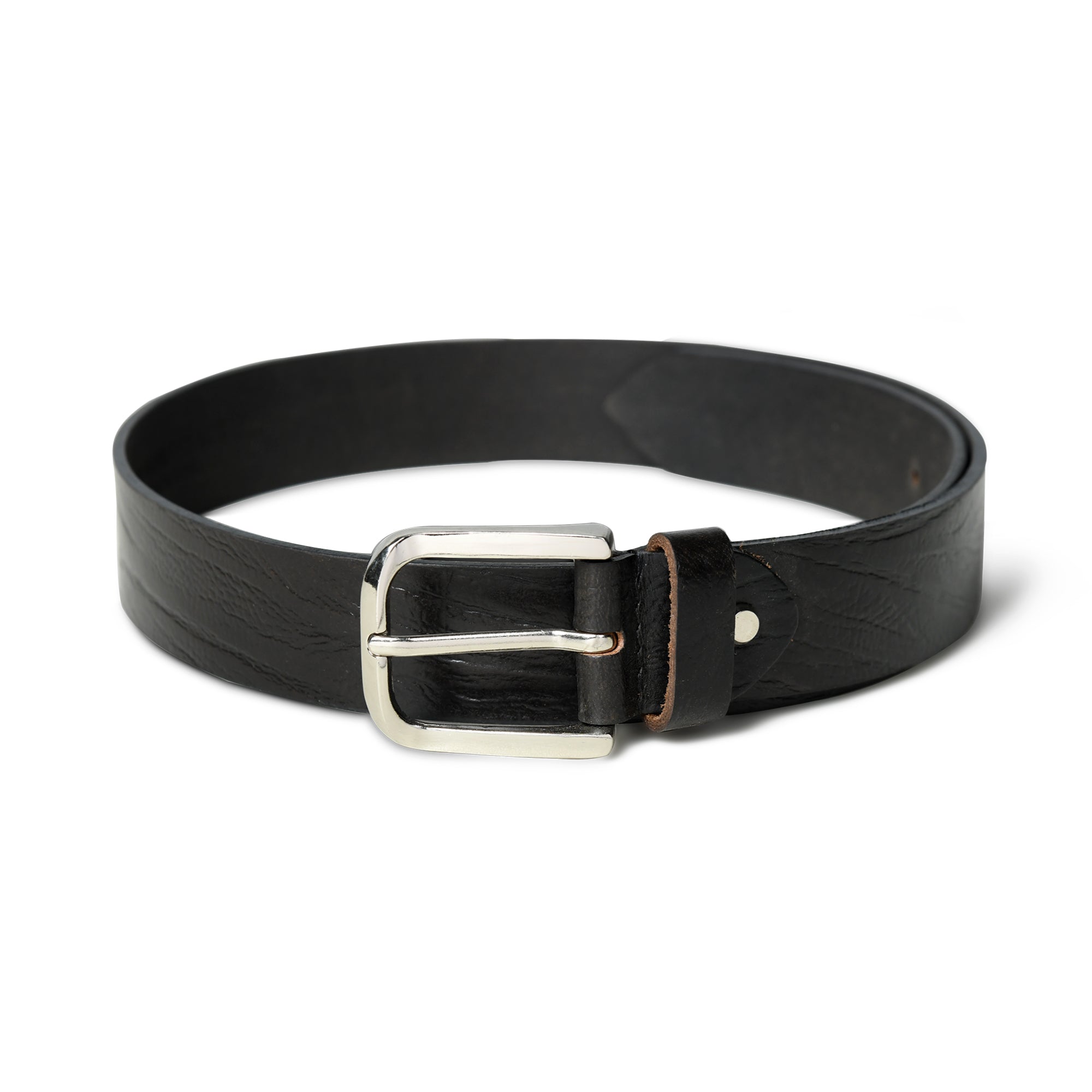 Textured Black Leather Belt