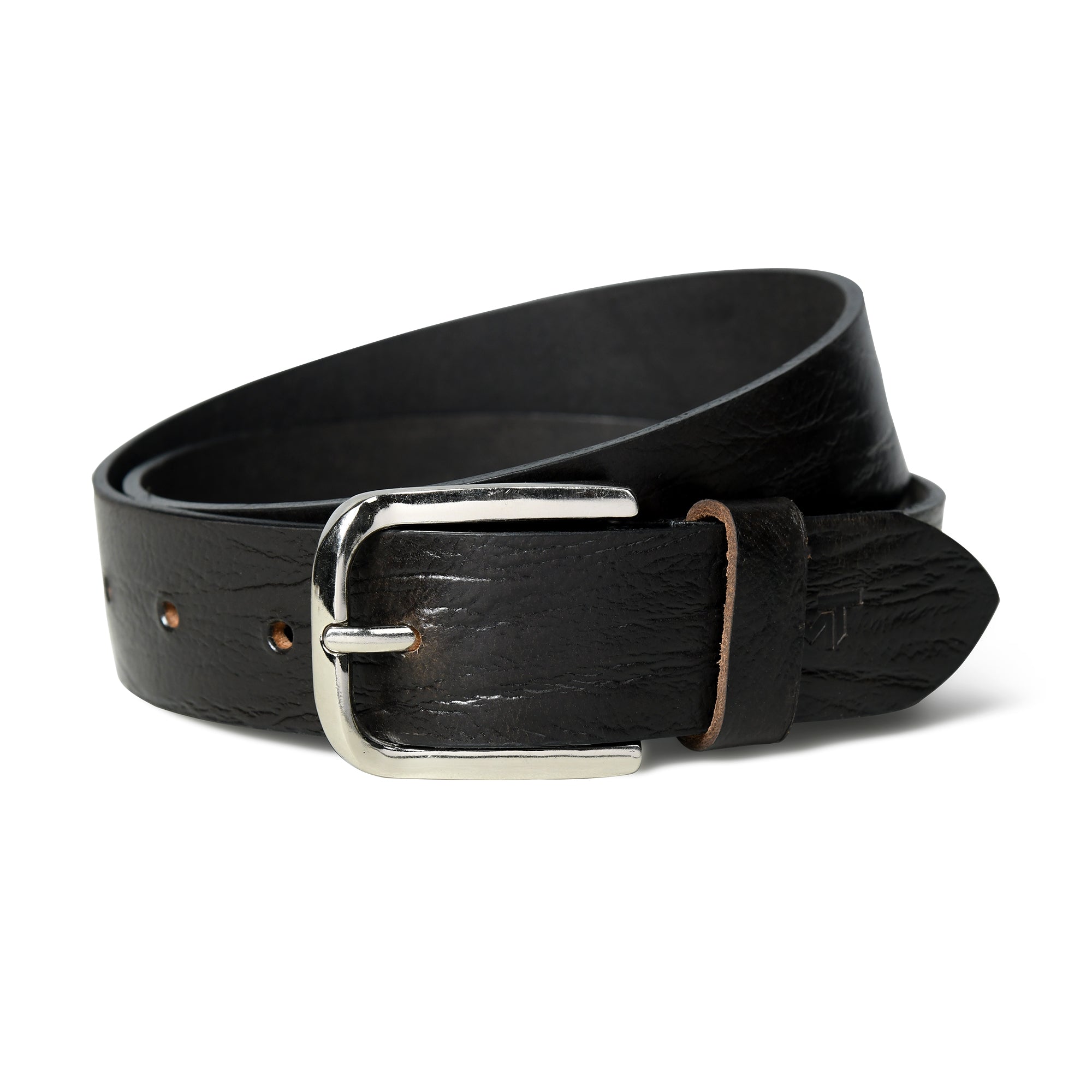 Textured Black Leather Belt