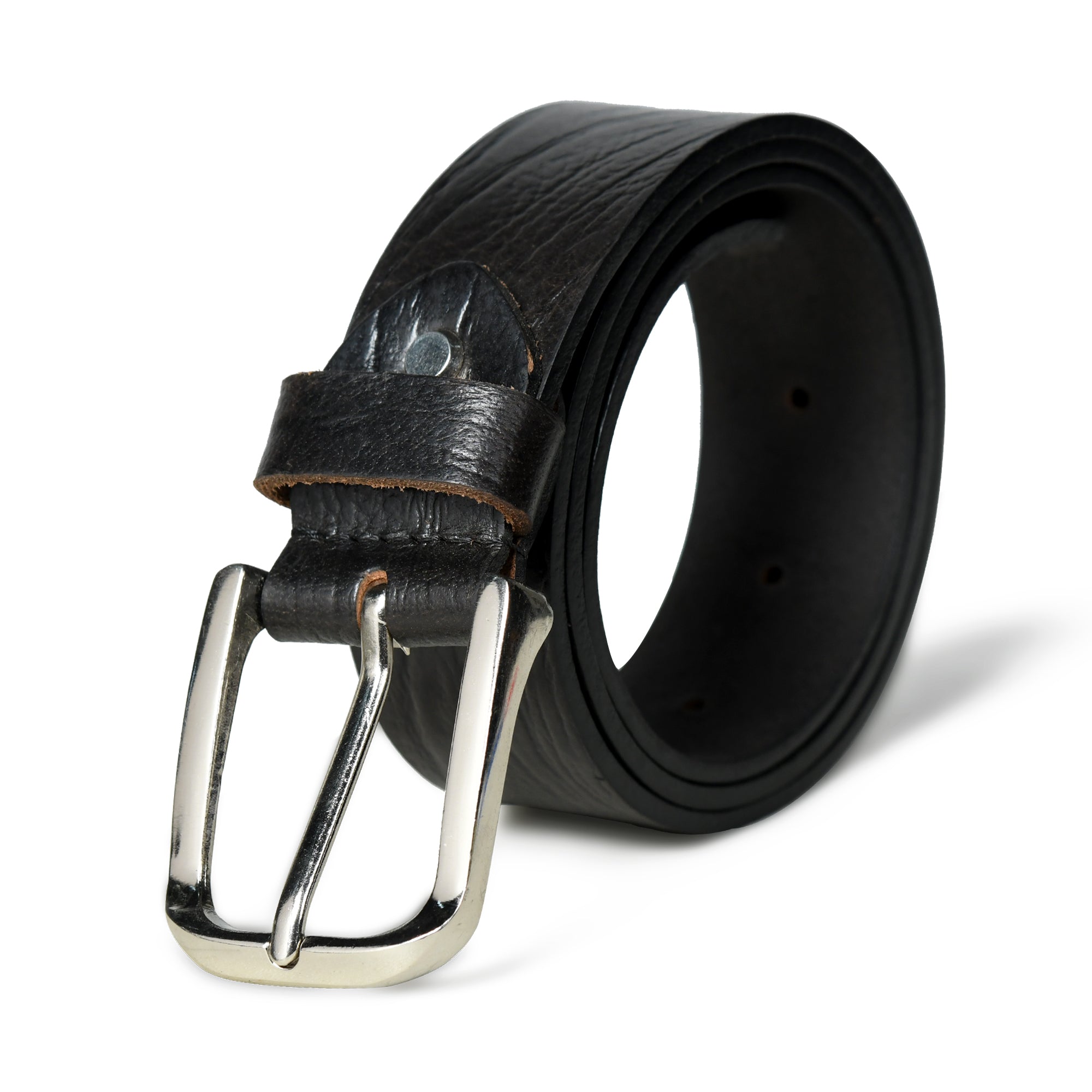 Textured Black Leather Belt