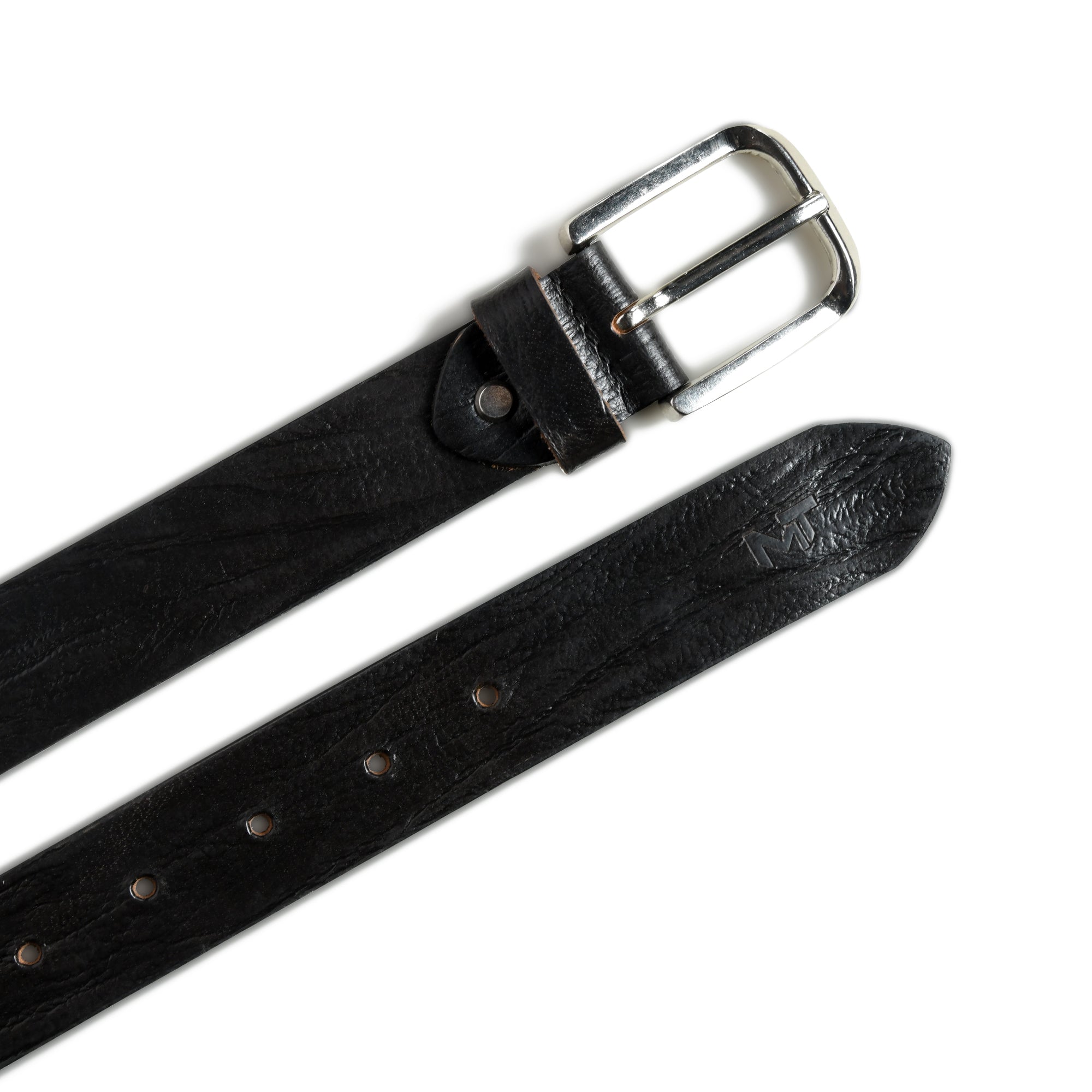 Textured Black Leather Belt