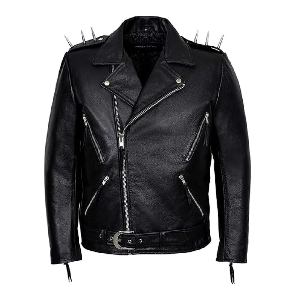 Black Ghost Rider Motorcycle Leather Jacket