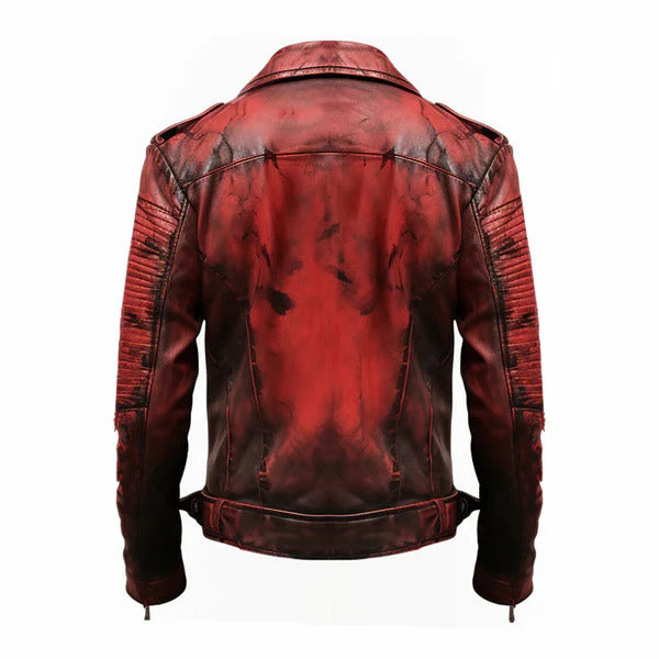 Men's Bloody Red Halloween Leather Jacket